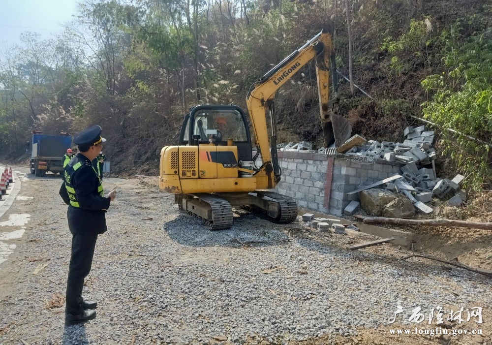 工作人员对违法建筑正在进行拆除   （伍江华摄）