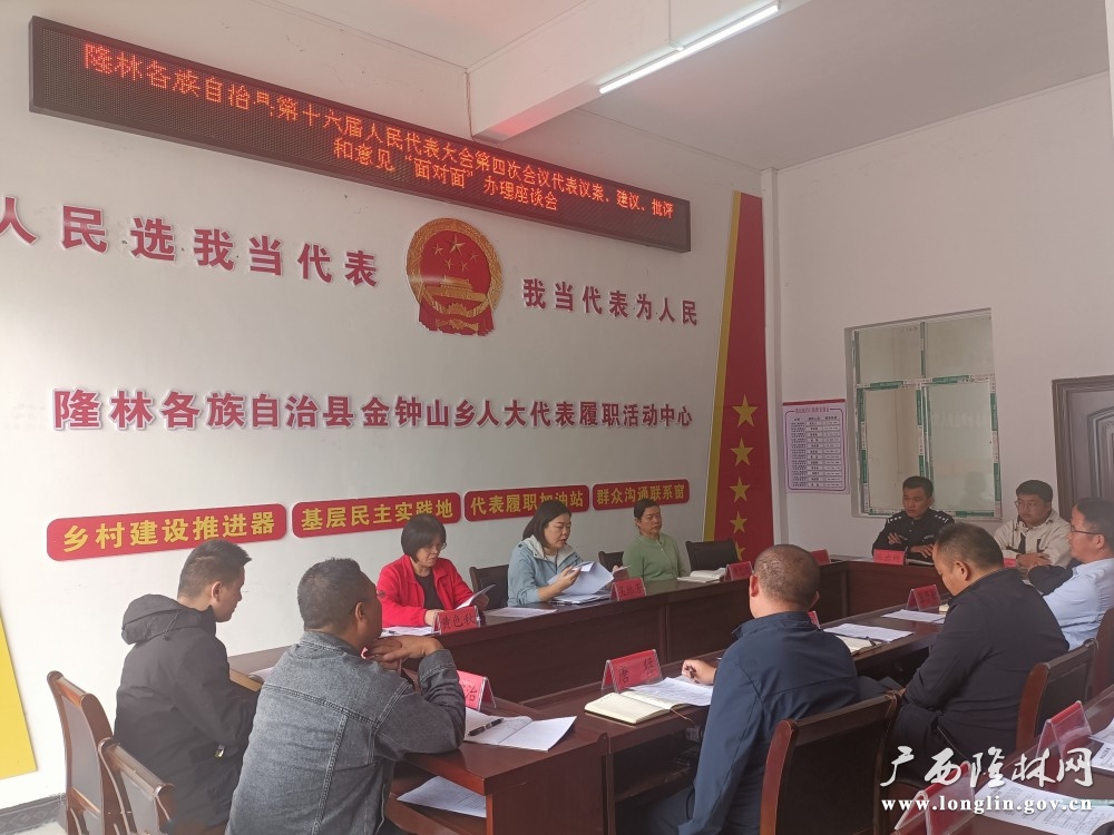 图为吴林芳在金钟山乡组织召开代表建议“面对面”办理座谈会