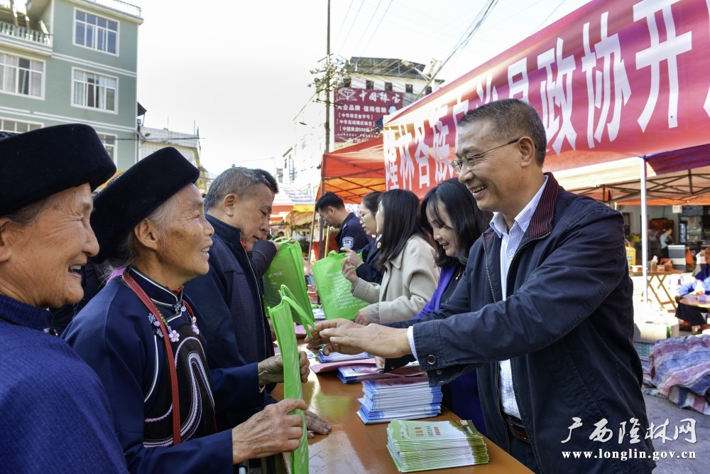 黄子锋主席为群众发放宣传资料