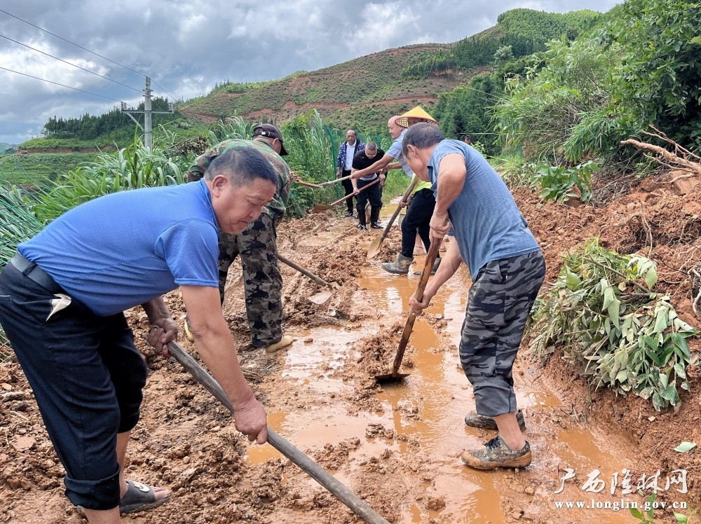 新寨、干坝屯群众清理道路塌方