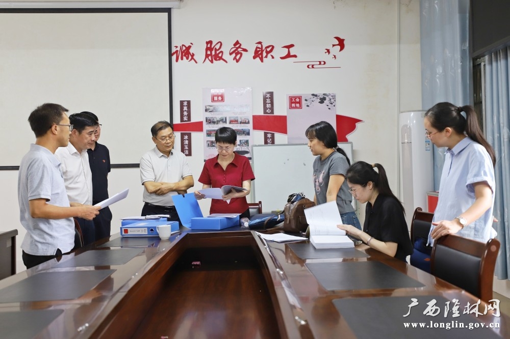 工作组在隆林各族自治县总工会查阅工会活动及经费管理使用台账资料 工作组在隆林各族自治县总工会查阅工会活动及经费管理使用台账资料